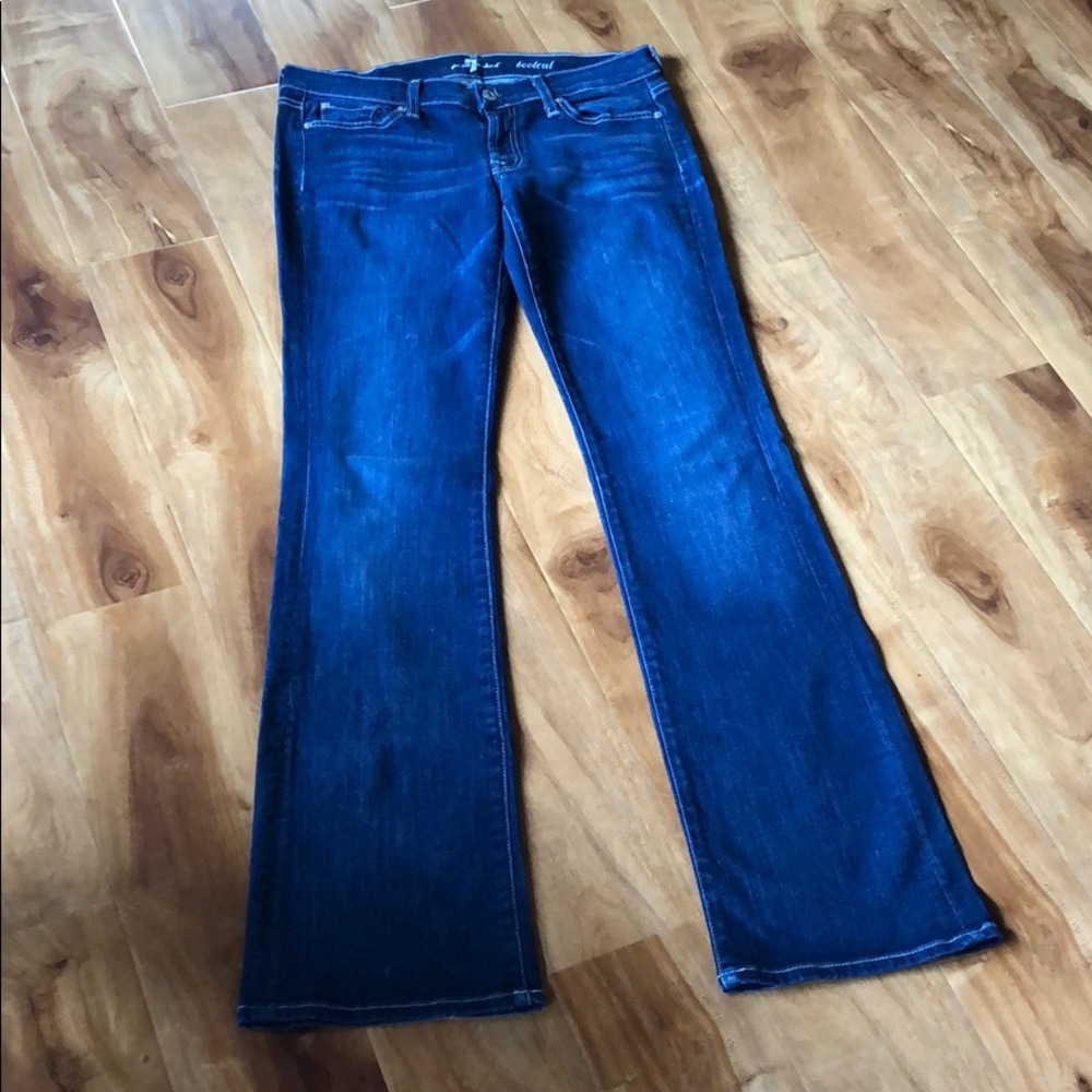 7 For All Mankind Women’s Boot Cut Jeans Dark Blue 30 Low Rise long 7FAMK - Picture 7 of 14
